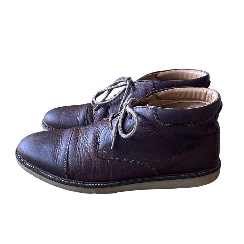 Clarks Mens 11.5 Grandin Tumbled Leather Chukka Boots High Top Sneakers Brown - Picture 2 of 7
